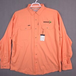 Poncho Outdoors Men XL Regular Fit Weaver Fishing Shirt Peach Long Sleeve NWT